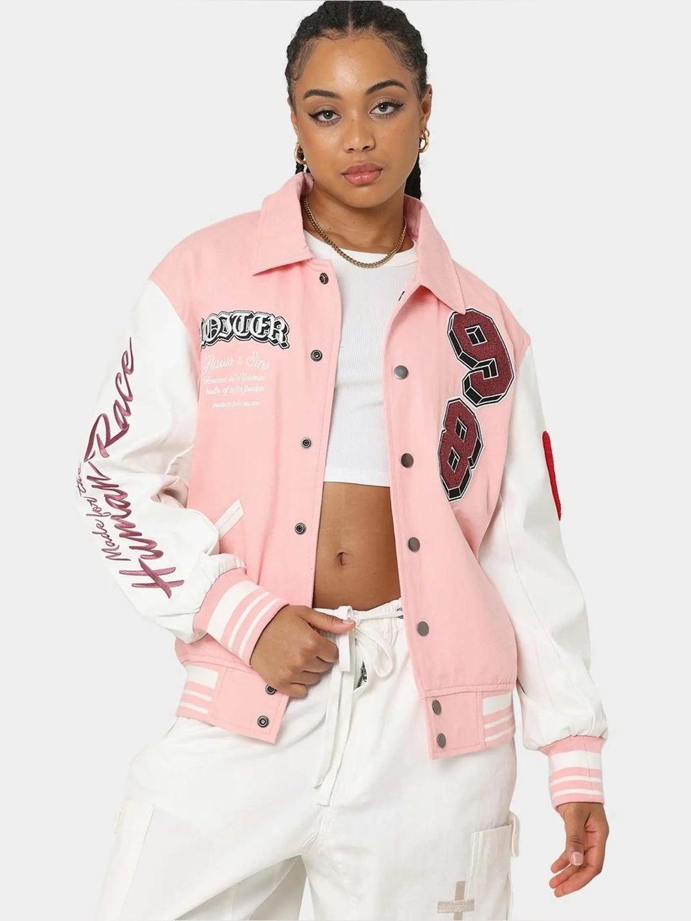 Loiter Varsity Letterman Pink Jacket - Picture 5 of 10